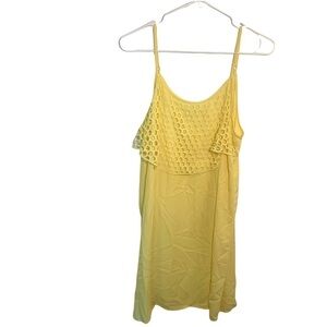 Charming Charlie Sleeveless Sun Dress Yellow Lattice Overlay